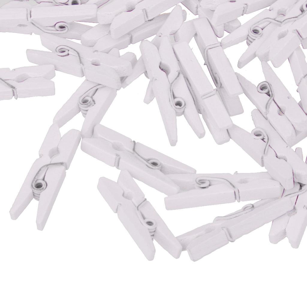 100 Pieces 25mm Plain White Mini Wooden Clips Clothespins Photo Paper Craft for Wedding