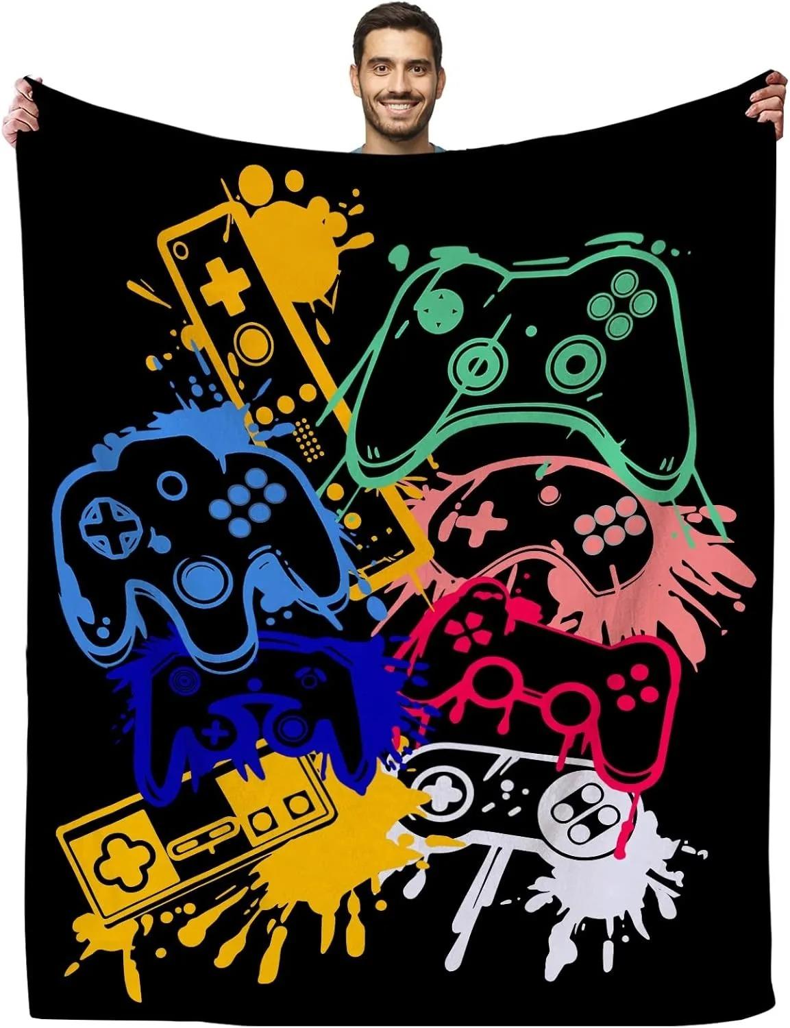 

Gamer Blanket Super Soft Flannel Gaming Throw Blankets Cozy Lightweight Flannel Blankets for Sofa Bed Gamer Gifts for Boys 70x100cm білий