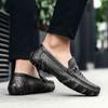 Fashion Genuine Leather Men Casual Shoes Crocodile Pattern Mens All-match Loafers Mens Slip on Office Shoes Antiskid Men Dress Footwear