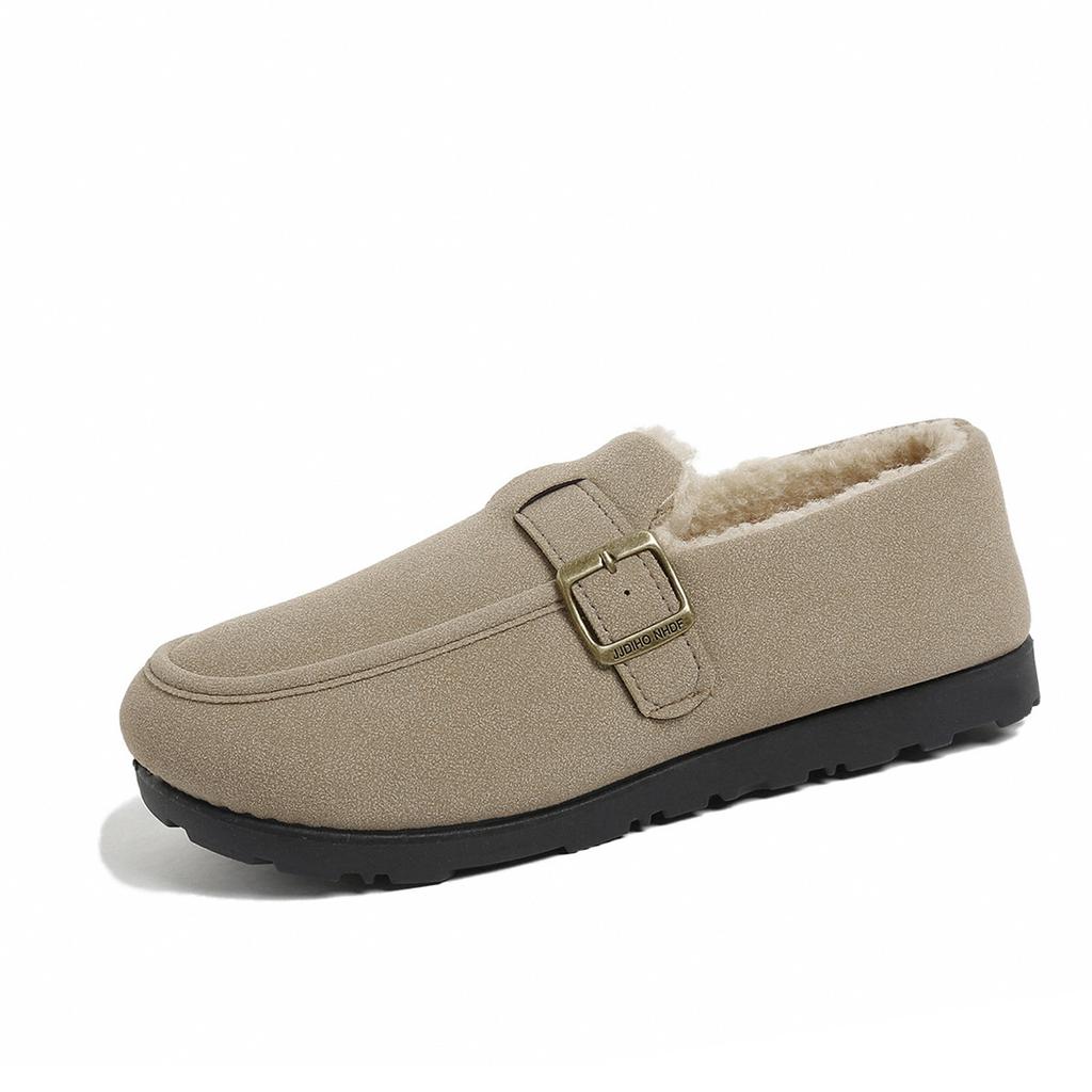 Large size autumn and winter lazy loafer cotton shoes women's plush lining non-slip and versatile outer wear warm snow boots