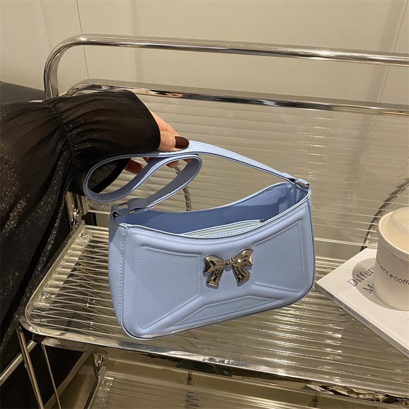 New Trend Temperament Versatile Simple Fashion Commuter Women's Bag Shoulder Portable Underarm Bag Bow Decoration Small Square