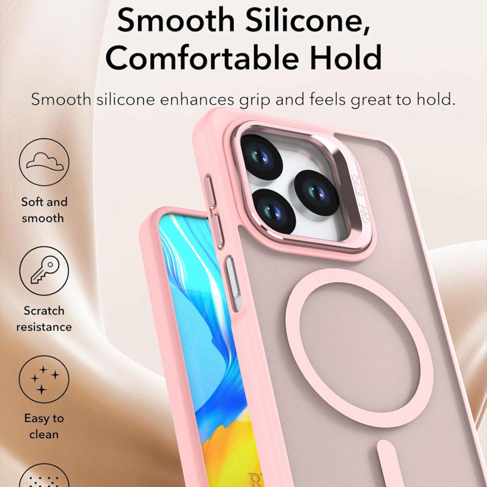 KEYSION Lens Stand Magnetic Phone Case for MagSafe for HONOR X5d Plus Matte Translucent Shockproof Back Cover for Honor X5c Plus