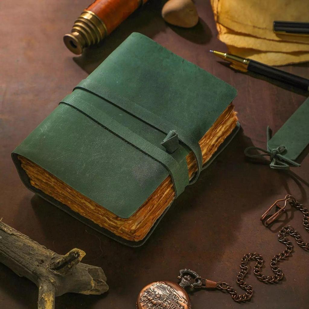 Vintage Leather Bound Journal for Writing, 240 Pages 7 X 5 Inches, Deckle Edge