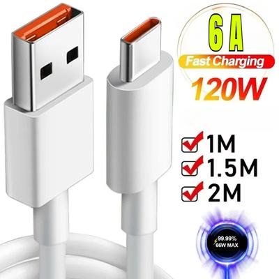 6A Usb Type C Charger Cable 120w Turbo Tipo Fast Charging For Redmi 13 12 11 10 Pro Ultra Poco X3 Redmi Note K70 K60 K50 K40