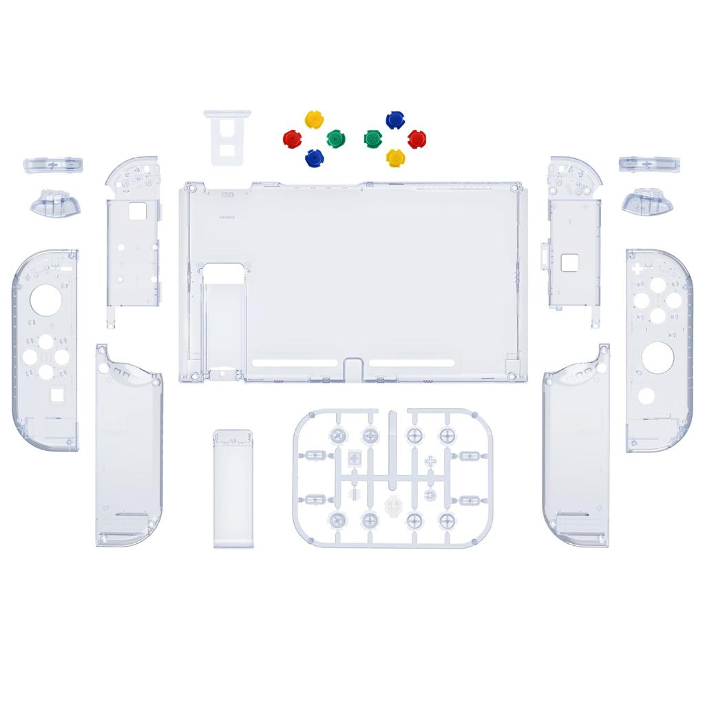 Carcasă de schimb personalizată DIY pentru placa din spate eXtremeRate pentru consola Switch realizată din carcasă transparentă a controlerului cu mâner pentru un set complet de butoane