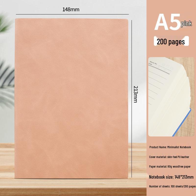 A5 Sheepskin Leather Business Notebook – Thick, Soft Cover for Meetings & Records