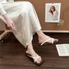 Temperament soft-soled toe sandals vacation beach shoes women's versatile outer summer slope heels slippers