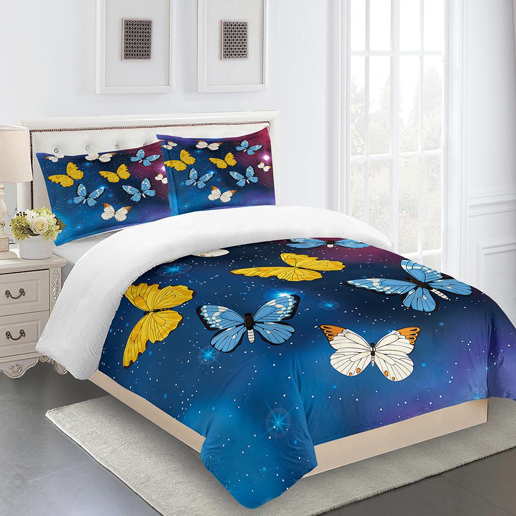 SkinFriendly Modern Queen King Full Dreamy Colorful Butterfly Girl3Pcs Size Polyester 2 Seater 200x200 240x220 160x200 Quilt