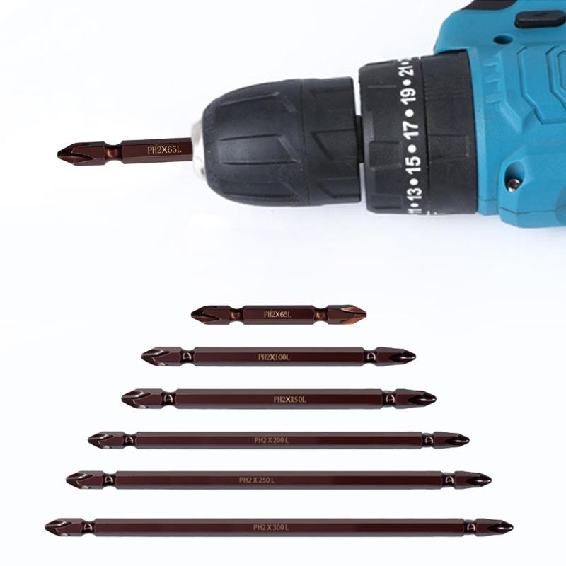 PH2 Electric Screwdriver Bit Double Head Hexes Shanks Screwdriver Bit Alloy Steel 65mm-300mm Magnetic Nut Driver Hand Tool