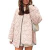 Otoño Invierno Nuevo Abrigo de Algodón Acolchado de Color Sólido con Cuello Redondo Holgado para Mujer, Ropa de Abrigo Casual Estilo Europeo Americano para Mujer