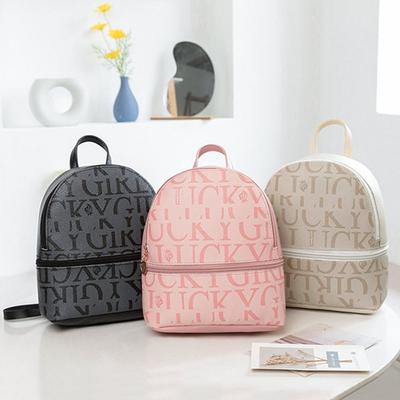 Kleiner Rucksack aus PU-Leder für den täglichen Gebrauch, Schultertasche, modischer Damen-Rucksack mit Buchstaben-Aufdruck, Umhängetasche