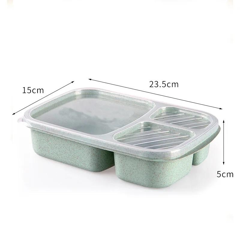 Portable Lunch Box Wheat Straw Dinnerware Food Fruit Storage Container Children Kids School Office Microwave Bento Box Lunch Bag