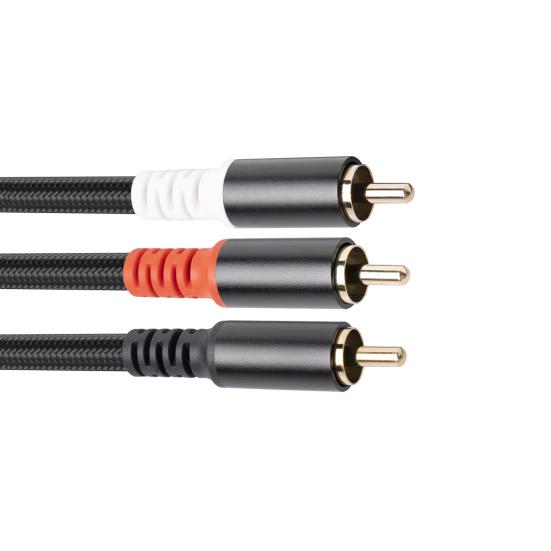 Audio Cable Professional RCA Male to Double-shielded Gold-plated 2 RCA Male Stereo Audio