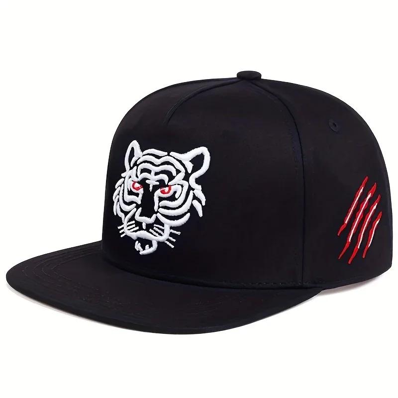 

Unisex Tiger Embroidery Hip-Hop Hats Spring Autumn Outdoor Adjustable Casual Baseball Caps Trucker Caps Sunscreen Hat