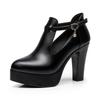 Fashion GKTINOO Quality Women's Gladiator Pumps 2024 Spring Leather Block High Heels Platform Shoes Women for Office Work Big Size