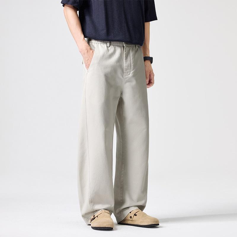 New Lyocell Tencel Men's Casual High Waist Loose Wide Leg Straight Pants Lazy Style Versatile Trousers