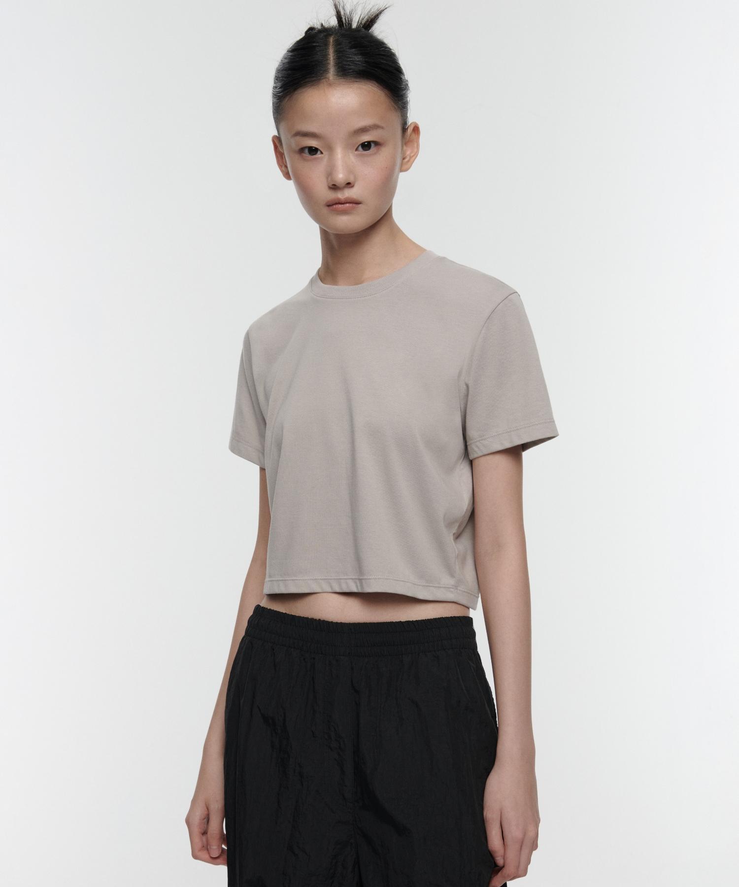 Musinsa Standard Woman [Cooltandard] Women S Crew Neck Crop T-Shirt [Mushroom] Mushroom/L