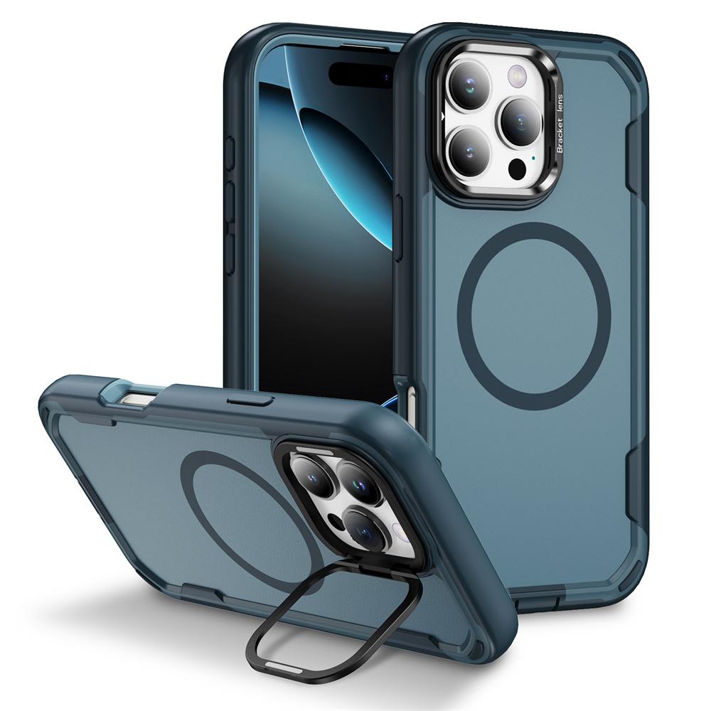 

For Magsafe Dual Armor Bumper Lens Stand Phone Case For iPhone 17 16 15 14 Plus 13 12 Pro Max 11 Shockproof Protective Cover Case & Holder&iPhone 14 Plus