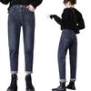 Women's High Waist Elastic Loose Straight Jeans - Plus Size, Slimming, Versatile, Spring/Autumn High-End Dad Jeans
