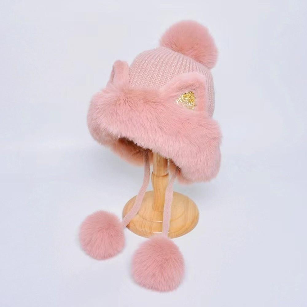 Woolen Winter Plush Hat Cartoon Ear Protection Hat Fashion Cat Ears Beanie Streetwear