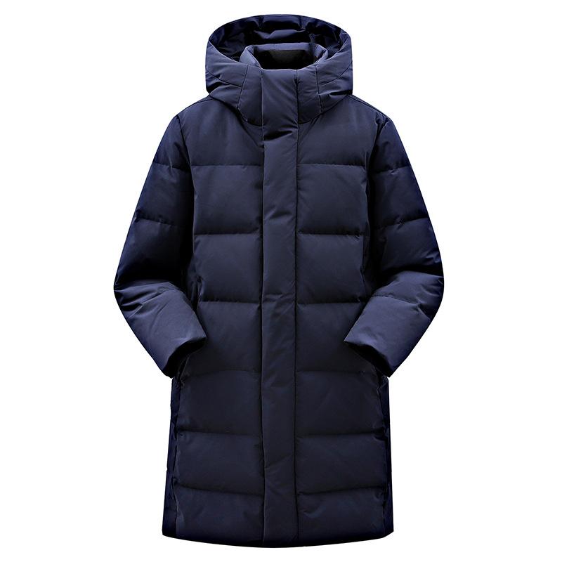 

Зимняя толстая длинная куртка на пуху, свободная куртка с капюшоном длиной до колена XXXL темно-синий