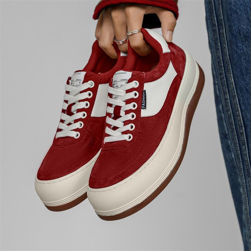 

Модные мужские повседневные вечерние выпускные платья из коровьей замши кожаные туфли на шнуровке туфли на платформе черные красные стильные кроссовки обувь в уличном стиле 270 красный