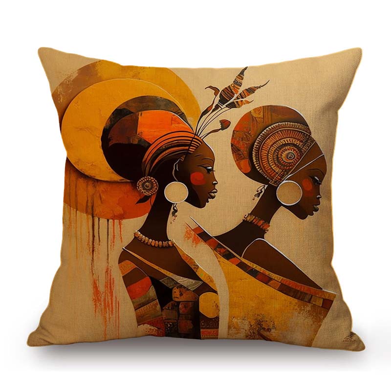 Abstract Oil Painting African Girl Lady Ethnic Decoration Sofa Throw Pillow Case Cotton Linen Cushion Cover