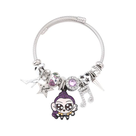 Pulseira DIY Pop Coreana Pulseira Inspirada em Anime Pulseira Elástica Ajustável com Berloques Fofos Presente para Fãs Homens Mulheres