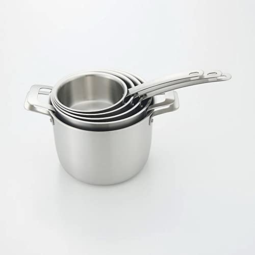 MUJI Edelstahl Aluminium Dreischichtig Milchtopf, Silber, Breite 32 cm x Höhe 12 cm, Durchmesser 14 cm, 1,0 L, Produktnummer: 82219913