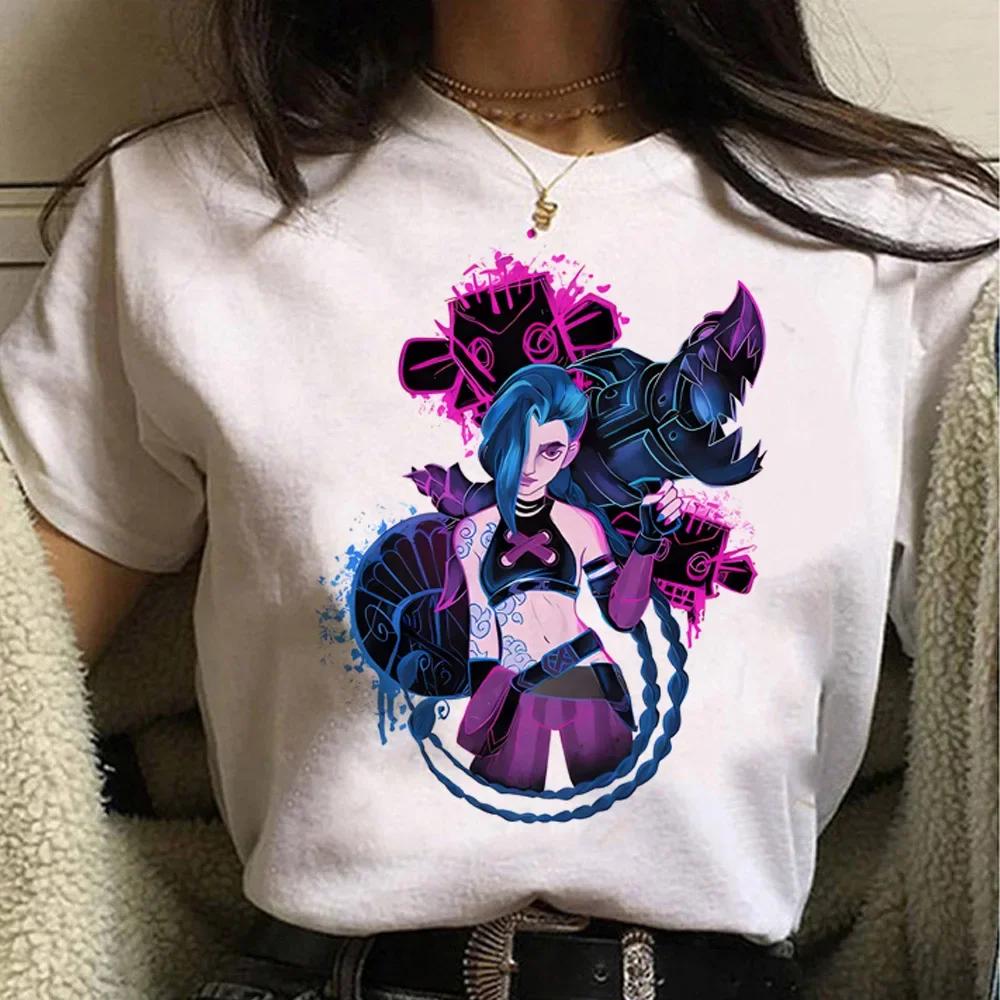 Jinx Arcane Printed T Shirt Anime Cosplay Tees Tops Women Men Aesthetic Short Sleeve Cartoon T-shirt Summer Streetwear Clothes