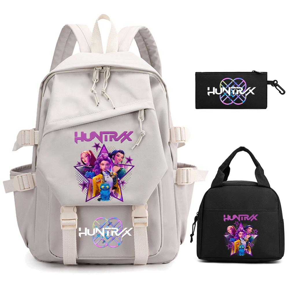 3-teiliges Anime-Kpop-Dämonenjäger-Rucksack-Set für Teenager (Jungen und Mädchen), große Kapazität, wasserdicht, ideal für Schule, Freizeit und Reisen.