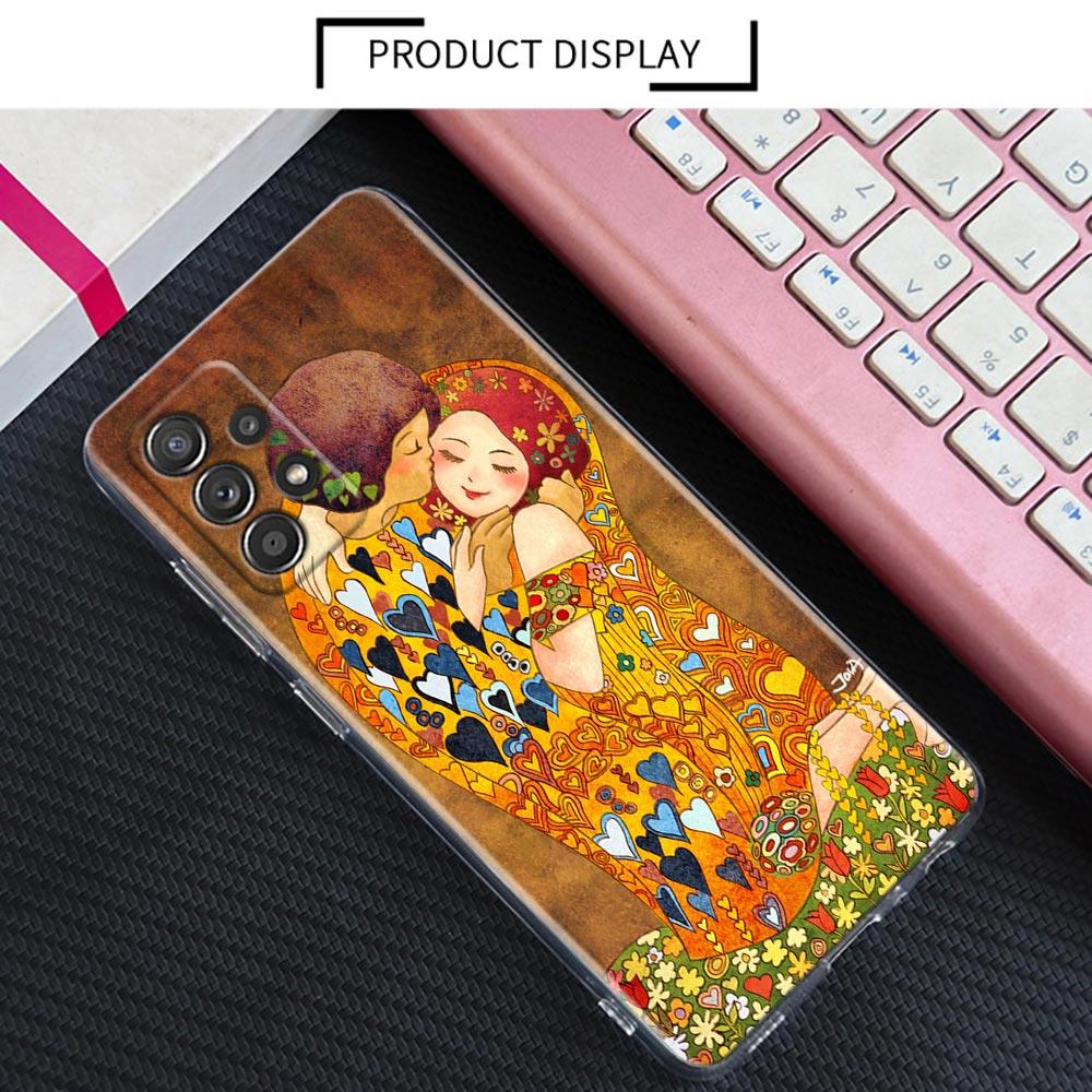 Kiss by Gustav Klimt Golden Freya's Tears Clear A55 Cases For Samsung Galaxy A52 5G A53 A72 A54 A73 A33 A32 A23 A35 Phone Cover