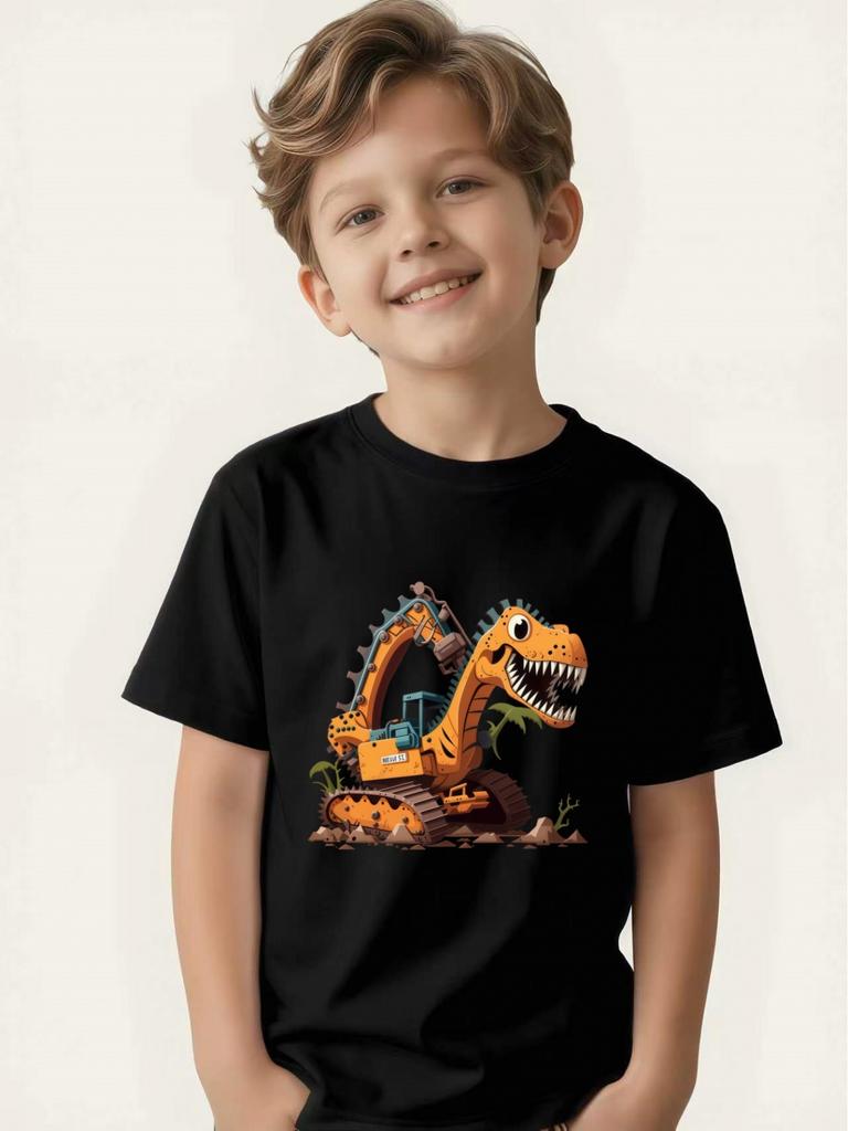 Creative children's tops, car enthusiasts, dinosaur enthusiasts, exclusive street style base layer.