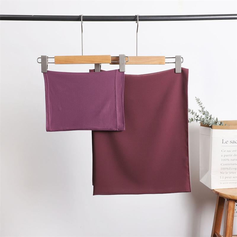 Instant Chiffon Hijab With Undercap Solid Color Basic Stretchy Pullover Headscarf Outdoor Thin Breathable Sunscreen Head Wrap