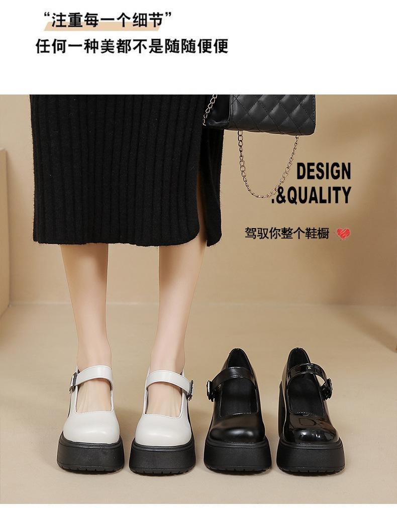 Shoes for Women 2024 Spring Autumn New British Style Retro Thick Soles Ladies High with Skirt French Mary Jane Single Pumps Shoe