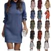 Vestido de punto para mujer, cuello alto, suéter de invierno, vestidos de punto, vestido largo de lana liso