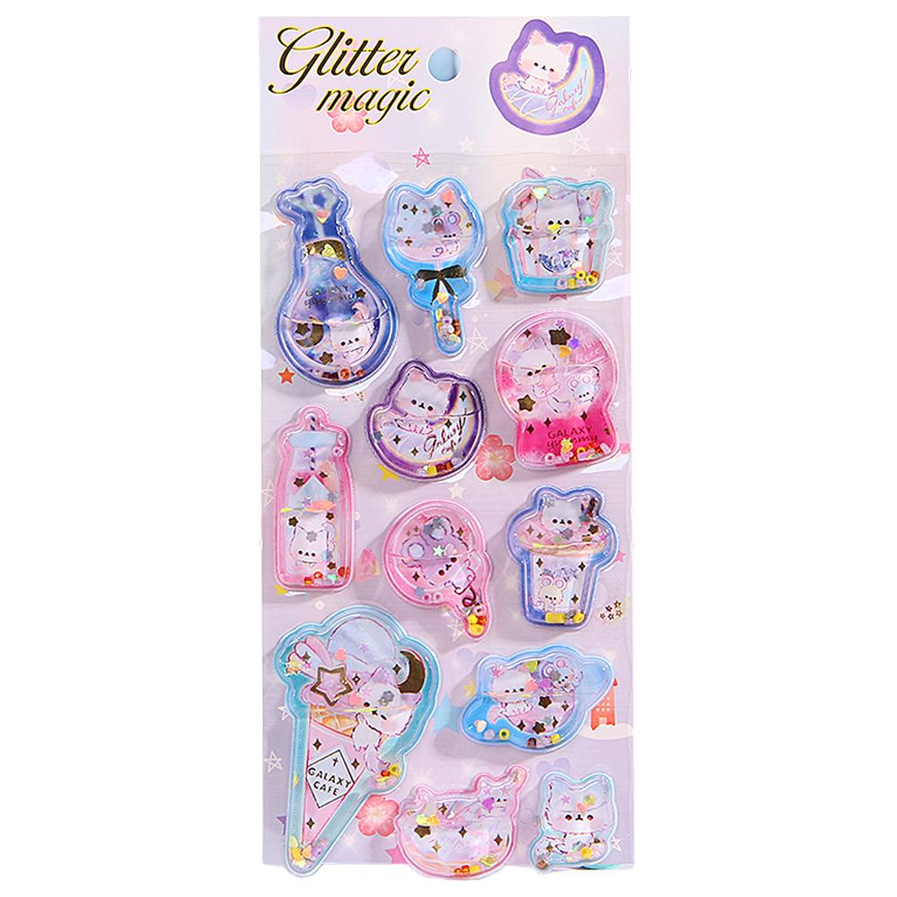 

Kawaii 3D Dynamic Cartoon Stickers Dazzling Gemstone Dynamic Oiling Sticker Cute DIY Mobile Graffiti Decoration