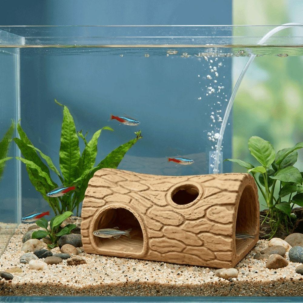 Tree Hole Shape Fish Hollow Shelter Plastic Reptile Shelter Reptile Hideout Cave Reptile Habitat