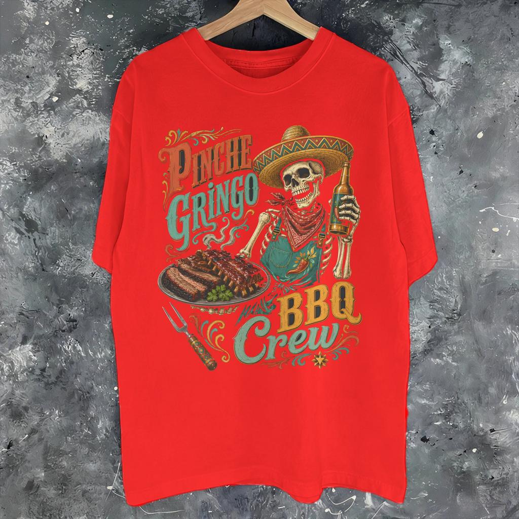 Unisex Unisex New Arrival Pinche Gringo Bbq Crew Skeleton Grilling Beer Tee T Shirt 100 Cotton Tshirts Clothes