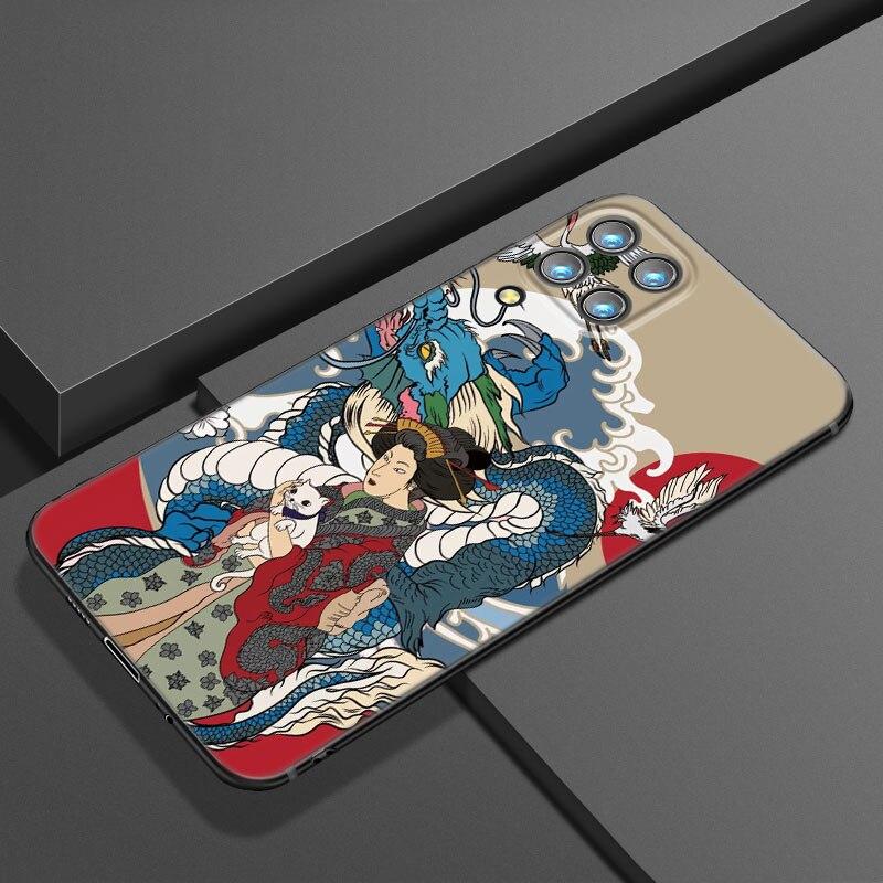 Japanese Wave Anime Dragon Phone Case For Samsung A21 A30 A50 A52 S A13 A22 A32 4G A23 A33 A53 A73 5G A12 A31 A51 A70 A71 A72