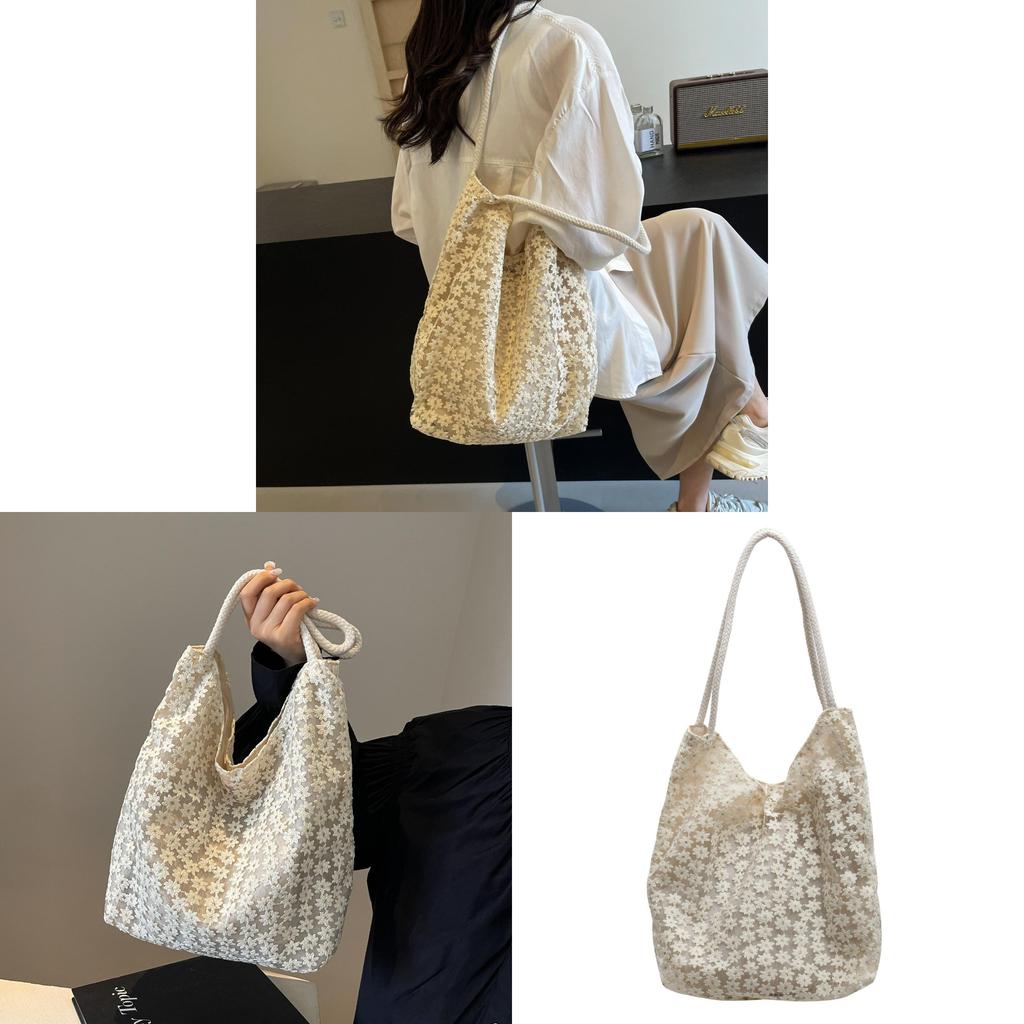 Lace Tote Bag With Magnetic Closure For Casual Daily Use