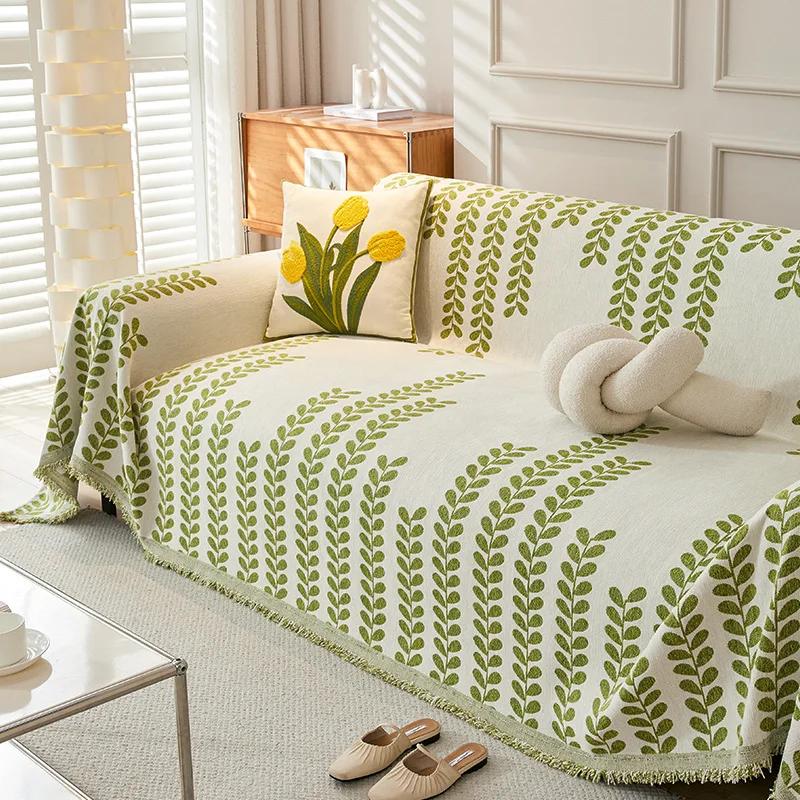 Nordic Style Chenille Sofa Towel Tassels Boho Geometric Patterns Sofa Cover for Living Room Casual Slip Covers Blankets For Beds