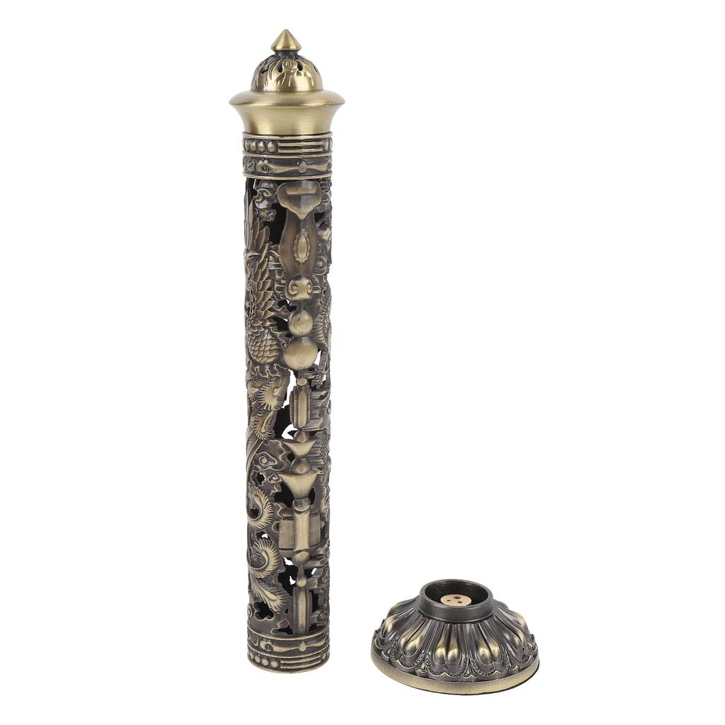 Brass Vertical Incense Holder Exquisite Dragon Phoenix Retro Incense Stick Holder for Meditation Room Teahouse Decoration