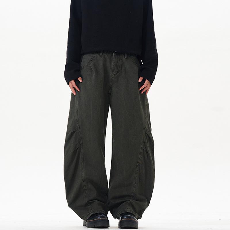 

Мужская одежда LKTM: Унисекс Американские Ретро Вареные Широкие Мятые Брюки - Модный Уличный Стиль Крой Сабля L [recommended 125-140 jin] армия зеленый