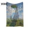 Pre-treated Blanket Oil Painting Nap Blanket, Soft Warmth Double-Sided Flannel, Digital Cozy Warm Flannel Print Shrink-Resistant Machine