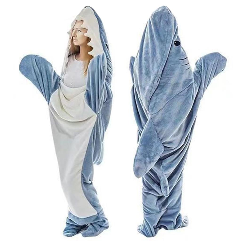 [sac taske] Shark Kigurumi Pajamas Sleeping Bag Wearable Blanket Full Body Costume Cosplay (Gray, M)