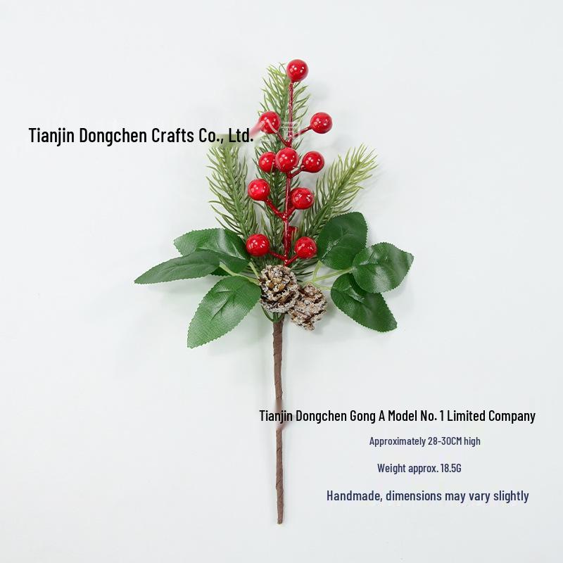 

Christmas Twigs with Red Berries and Pine Cones - Festive Tree Decoration As Shown