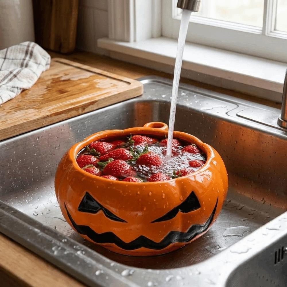 Self-spinning Pumpkin Shaped Fruit Washing Bowl Large Capacity Fruit Bowl Home