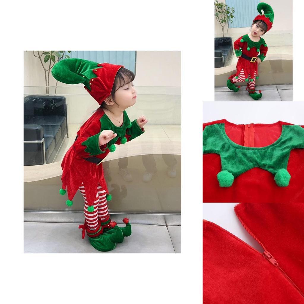 Stunning Christmas Elf Toddler Cosplay Costume With Shoes Stockings