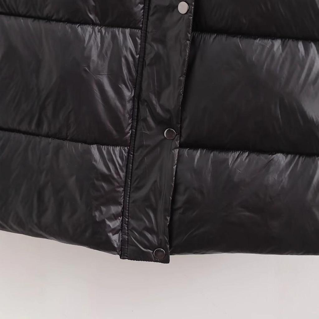 2024 Autumn Women's European & American Style Long Cotton Coat with Fur Collar